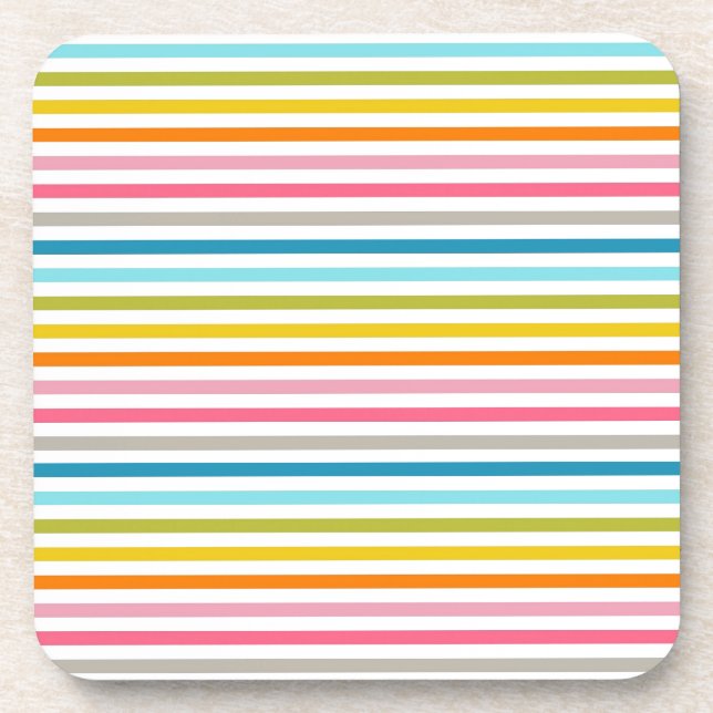 Colourful Stripes Pattern Coaster (Front)