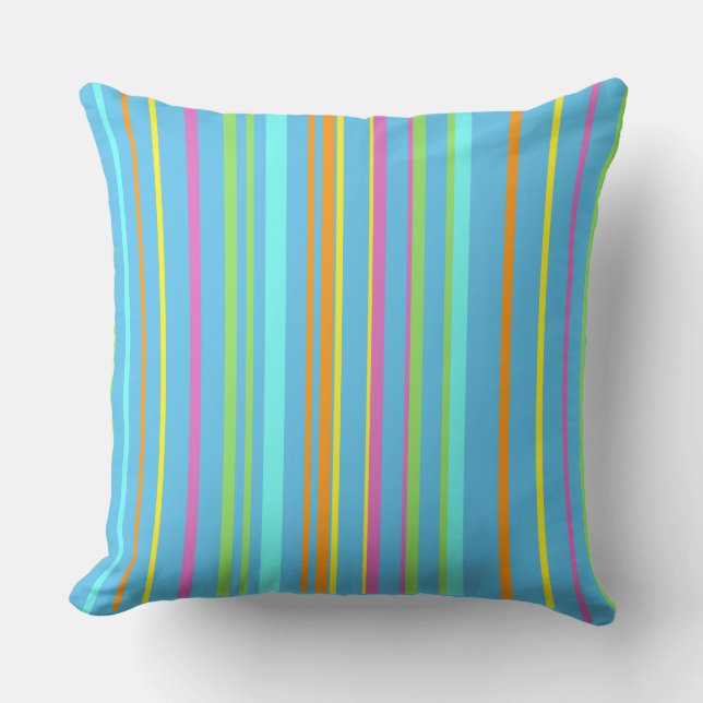 Colourful Stripes Pattern Cust. Throw Pillow (Front)