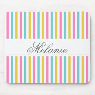 Colourful Stripes Pattern Custom Name Mouse Pad