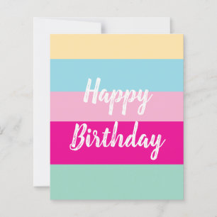 Colourful Stripes Pattern Happy Birthday Flat Card