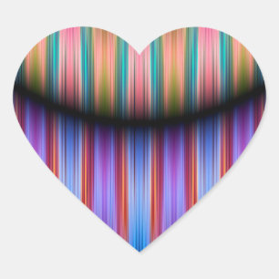 Colourful stripes pattern heart sticker