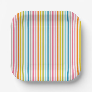 Colourful Stripes Pattern Paper Plate