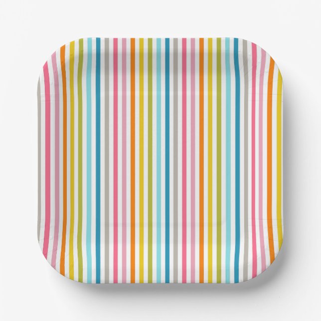 Colourful Stripes Pattern Paper Plate (Front)