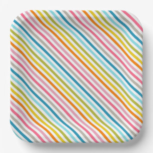 Colourful Stripes Pattern Paper Plate