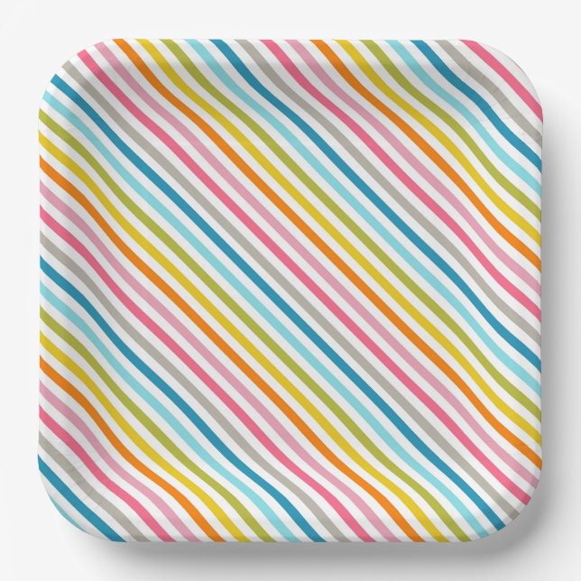 Colourful Stripes Pattern Paper Plate (Front)
