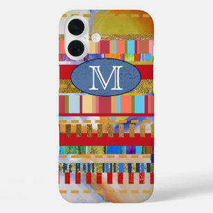 colourful stripes pattern personalised iPhone 16 plus case