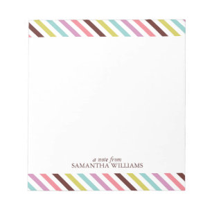 Colourful Stripes Pattern Personalised Notepad