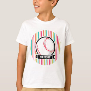 Colourful Stripes; Personalised Softball T-Shirt