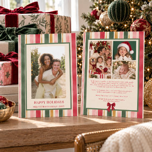 Colourful Stripes Photo Happy Holidays Christmas Holiday Card