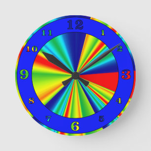 Colourful Stripes Pinwheel Round Clock