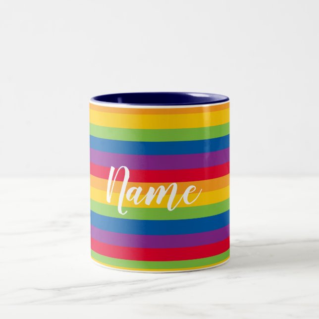 Colourful Stripes Pride Two-Tone Coffee Mug (Center)