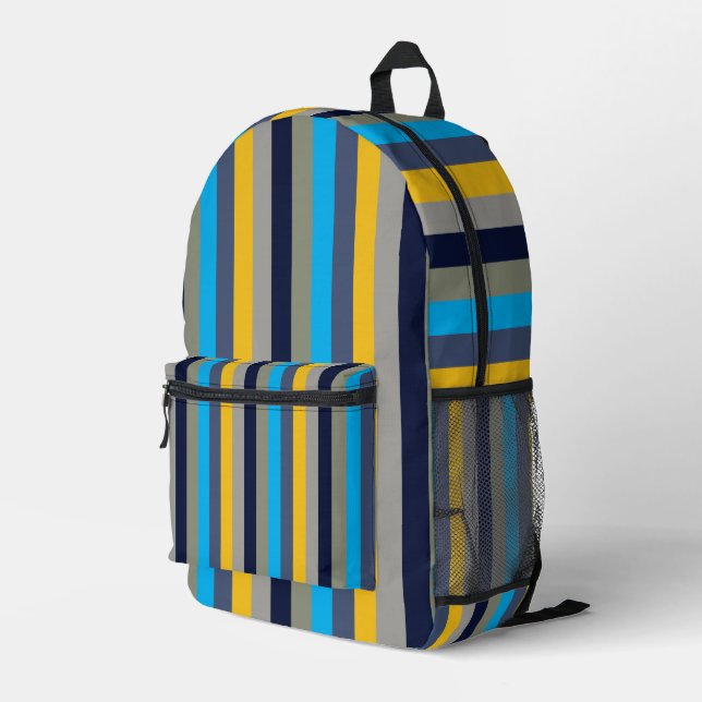 Colourful Stripes  Printed Backpack (Back Corner Right)