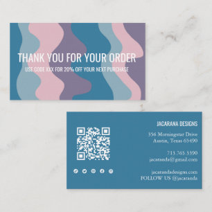 Colourful Stripes QR Code Social Media THANK YOU Business Card