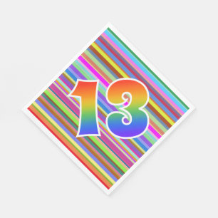 Colourful Stripes + Rainbow Pattern "13" Event # Napkin