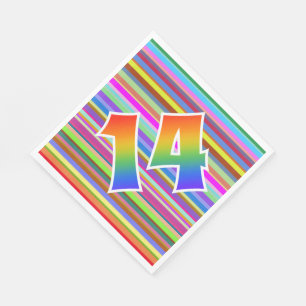 Colourful Stripes + Rainbow Pattern "14" Event # Napkin