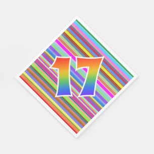 Colourful Stripes + Rainbow Pattern "17" Event # Napkin