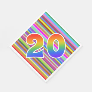 Colourful Stripes + Rainbow Pattern "20" Event # Napkin
