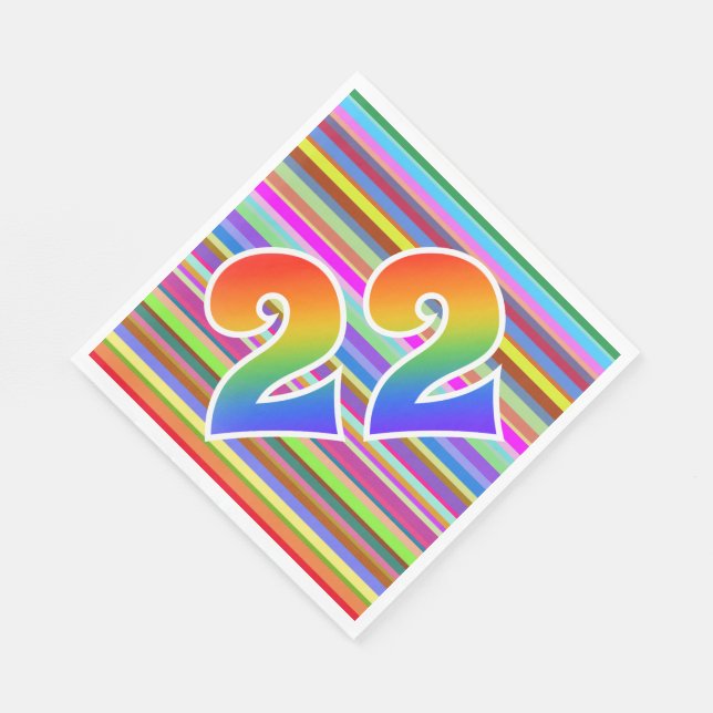 Colourful Stripes + Rainbow Pattern "22" Event # Napkin (Corner)