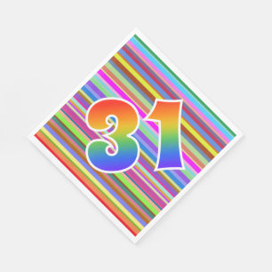 Colourful Stripes + Rainbow Pattern "31" Event # Napkin