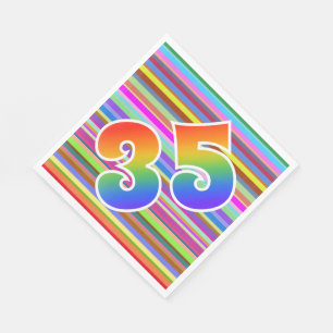 Colourful Stripes + Rainbow Pattern "35" Event # Napkin