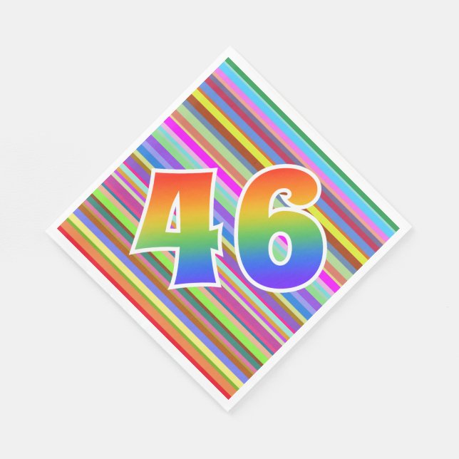 Colourful Stripes + Rainbow Pattern "46" Event # Napkin (Corner)