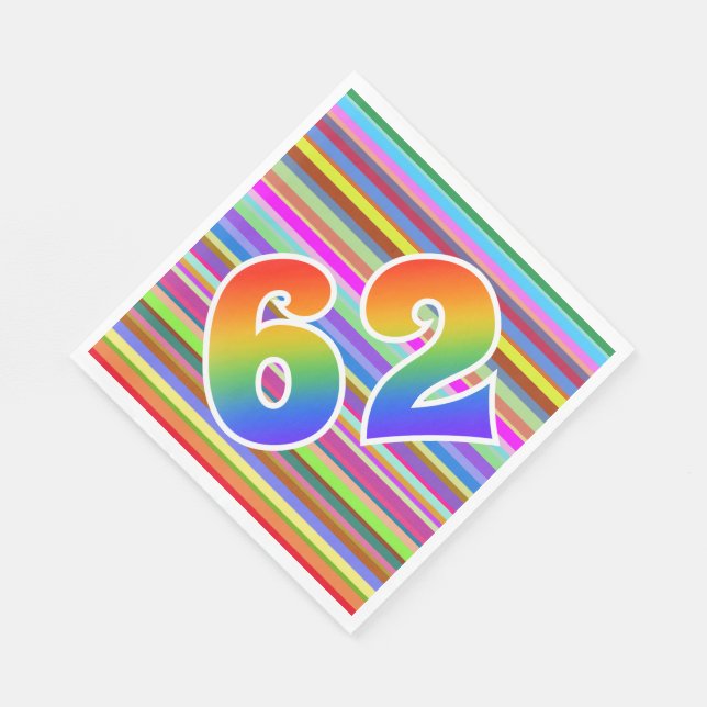 Colourful Stripes + Rainbow Pattern "62" Event # Napkin (Corner)