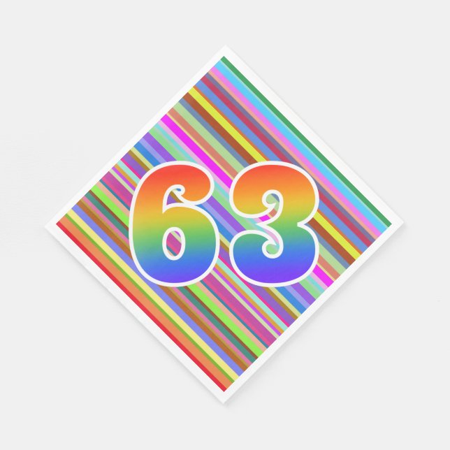 Colourful Stripes + Rainbow Pattern "63" Event # Napkin (Corner)