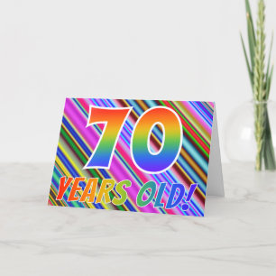 Colourful Stripes + Rainbow Pattern "70 years old! Card