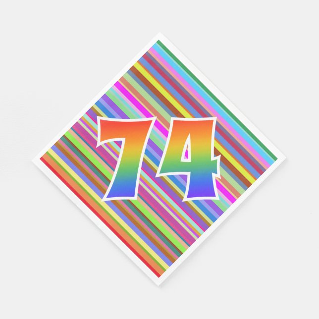 Colourful Stripes + Rainbow Pattern "74" Event # Napkin (Corner)