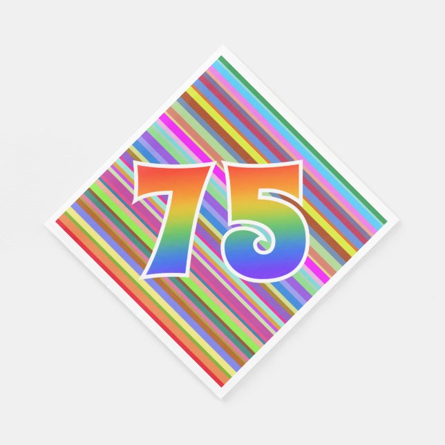 Colourful Stripes + Rainbow Pattern "75" Event # Napkin (Corner)