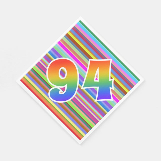 Colourful Stripes + Rainbow Pattern "94" Event # Napkin (Corner)