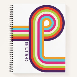 Colourful Stripes Retro Line Art Notebook