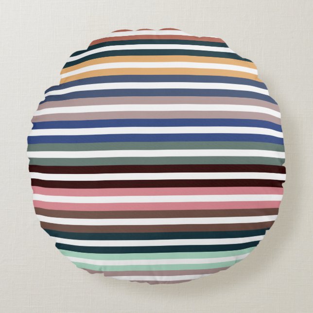 Colourful Stripes Round Cushion (Front)