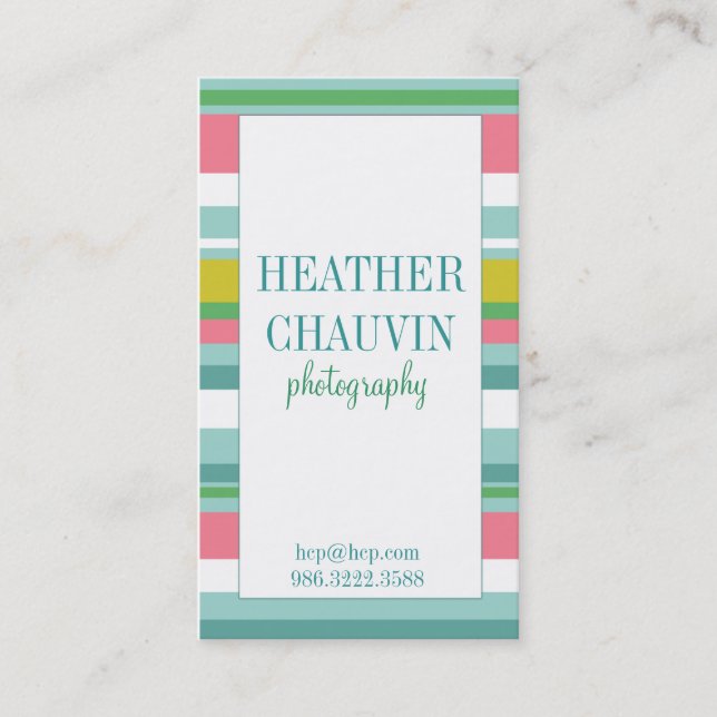 Colourful Stripes simple business card (Front)