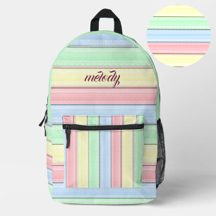 Colourful Stripes Soft Pastel Horizontal Lines Printed Backpack