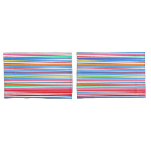 Colourful Stripes Solid Blue Backside Pillowcase