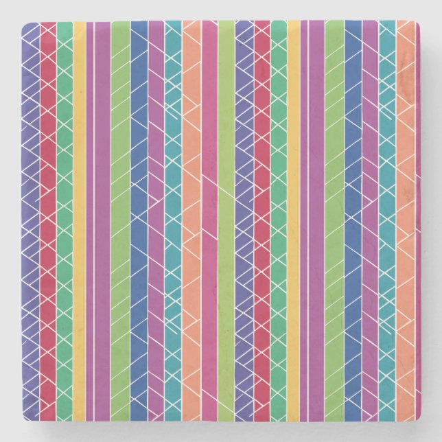 Colourful Stripes Stone Coaster (Front)