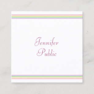 Colourful Stripes Template Modern Handwritten Square Business Card