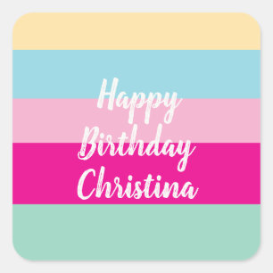 Colourful Stripes Text Template Square Sticker
