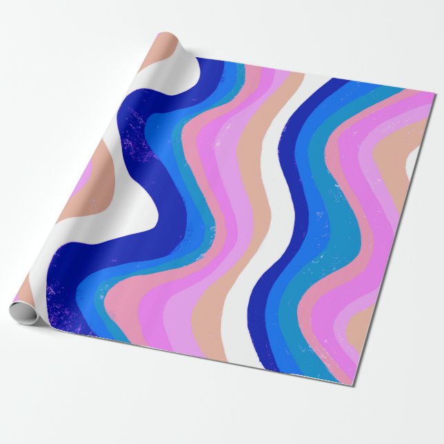 Colourful Stripes Waves Gift Wrapping Paper (Unrolled)