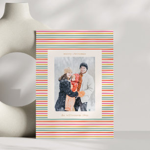 Colourful Stripes Whimsical Family Christmas Photo Holiday Card