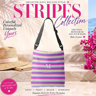 Colourful Stripes with Monogram Script Crossbody Bag