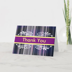 Colourful Stripes with Purple Badge Thank You Card