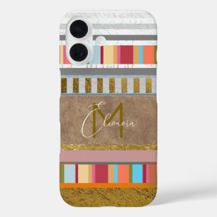 Colourful Stripes with your name on it iPhone 16 Case