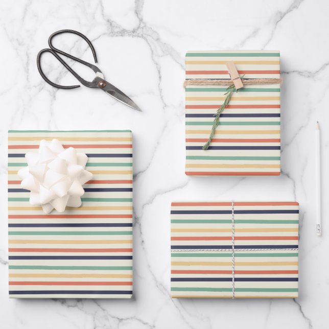  Colourful Stripes  Wrapping Paper Sheet (Front)