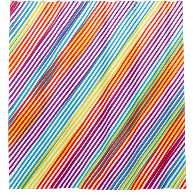 Colourful strips pattern shower curtain (Front)