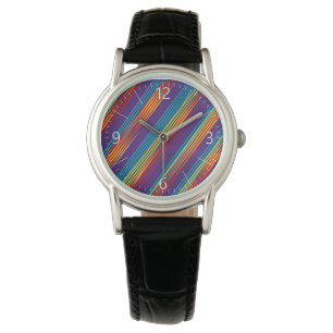 Colourful strips pattern watch