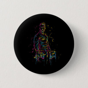 Colourful Strongman Bodybuilding Gym Weightlifting 6 Cm Round Badge