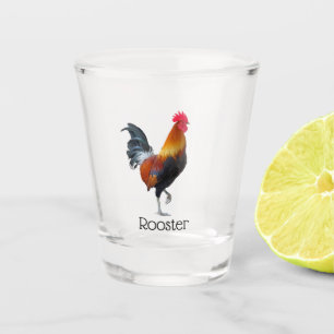 Colourful Strutting Rooster Design Shot Glass
