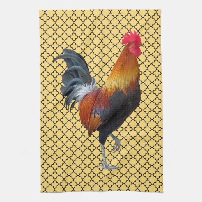 Colourful Strutting Rooster Kitchen Towel (Vertical)